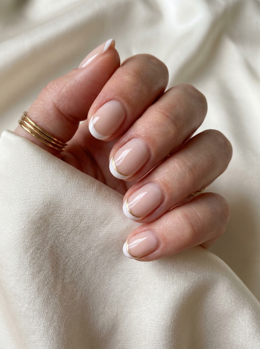 Milky French mit Gold Detail als Milky French Nägel Inspiration 2026